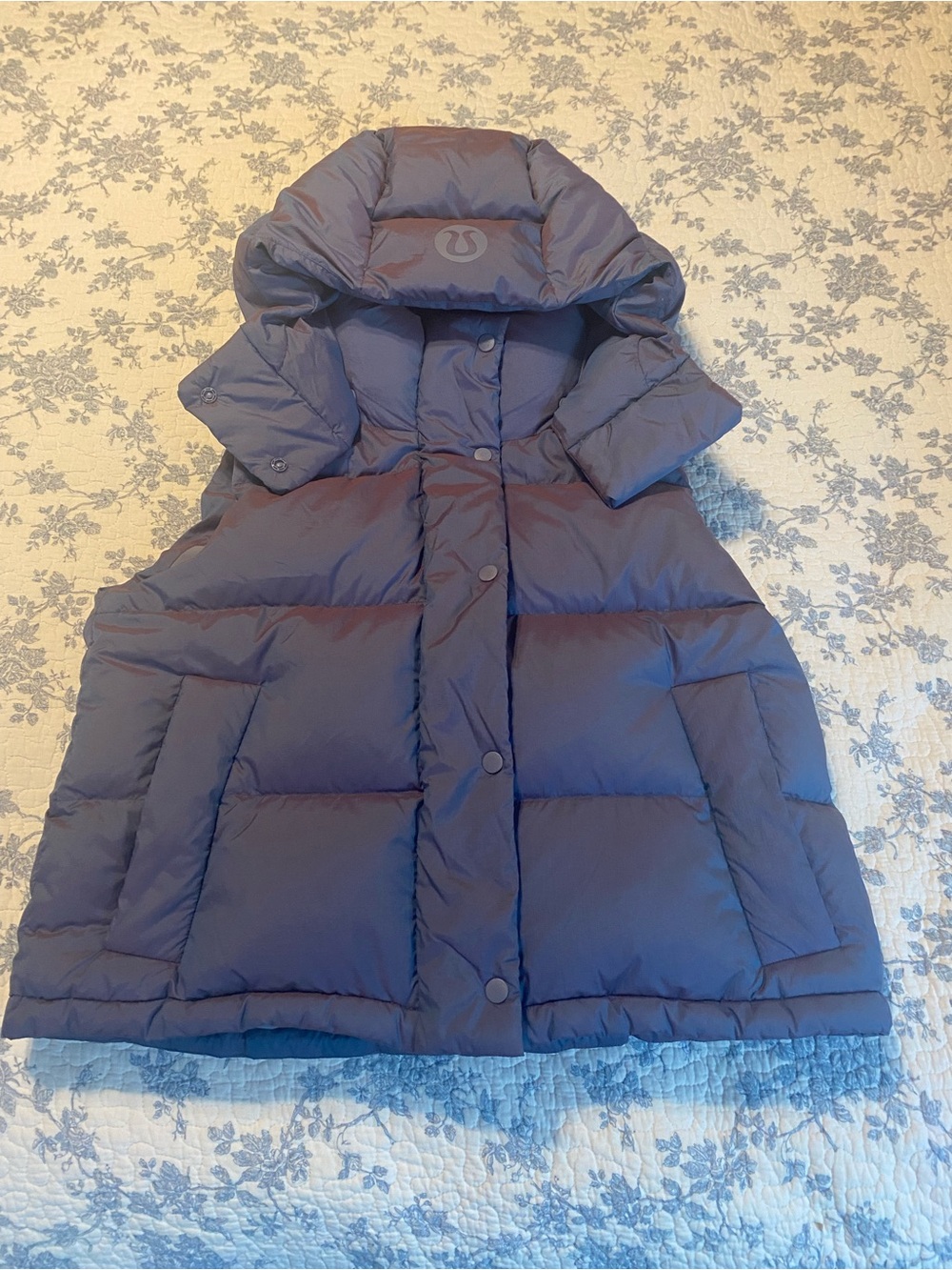 Lululemon Wunder Puff Cropped Goose Down Vest Heathered Wild Indigo Size 4